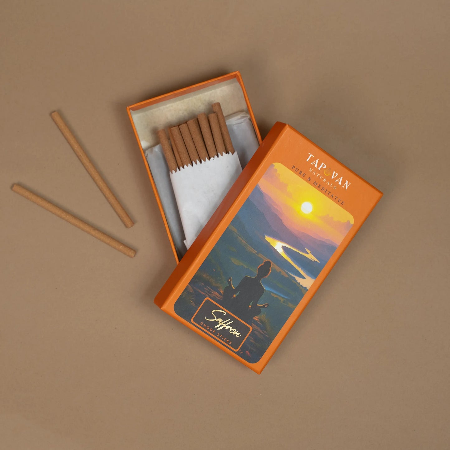Sacred Saffron Luxury Bambooless Dhoop Sticks, Deep meditation and serene