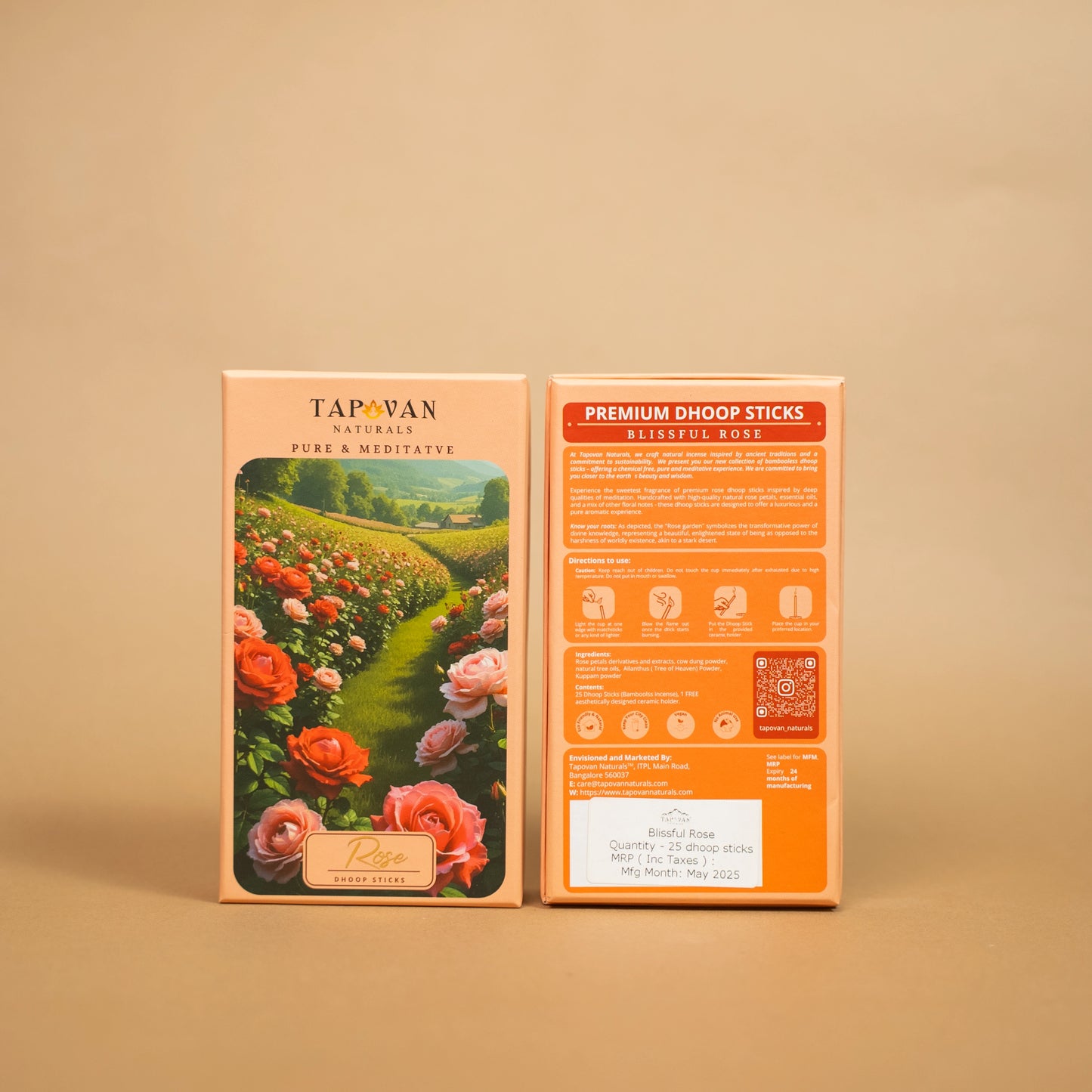 Blissful Rose Luxury Bambooless Dhoop Sticks, Yoga and care
