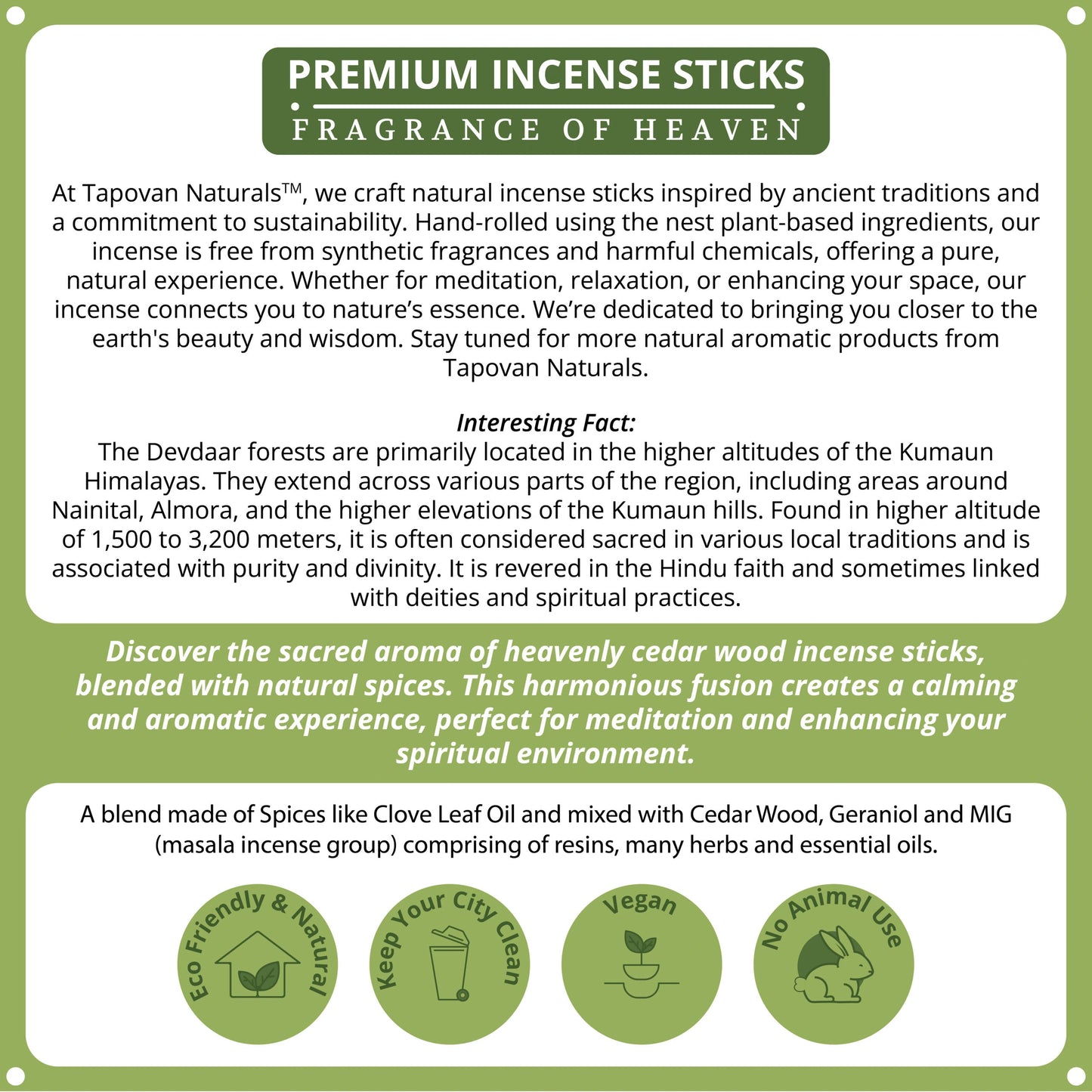 Luxury Cedar Incense Sticks