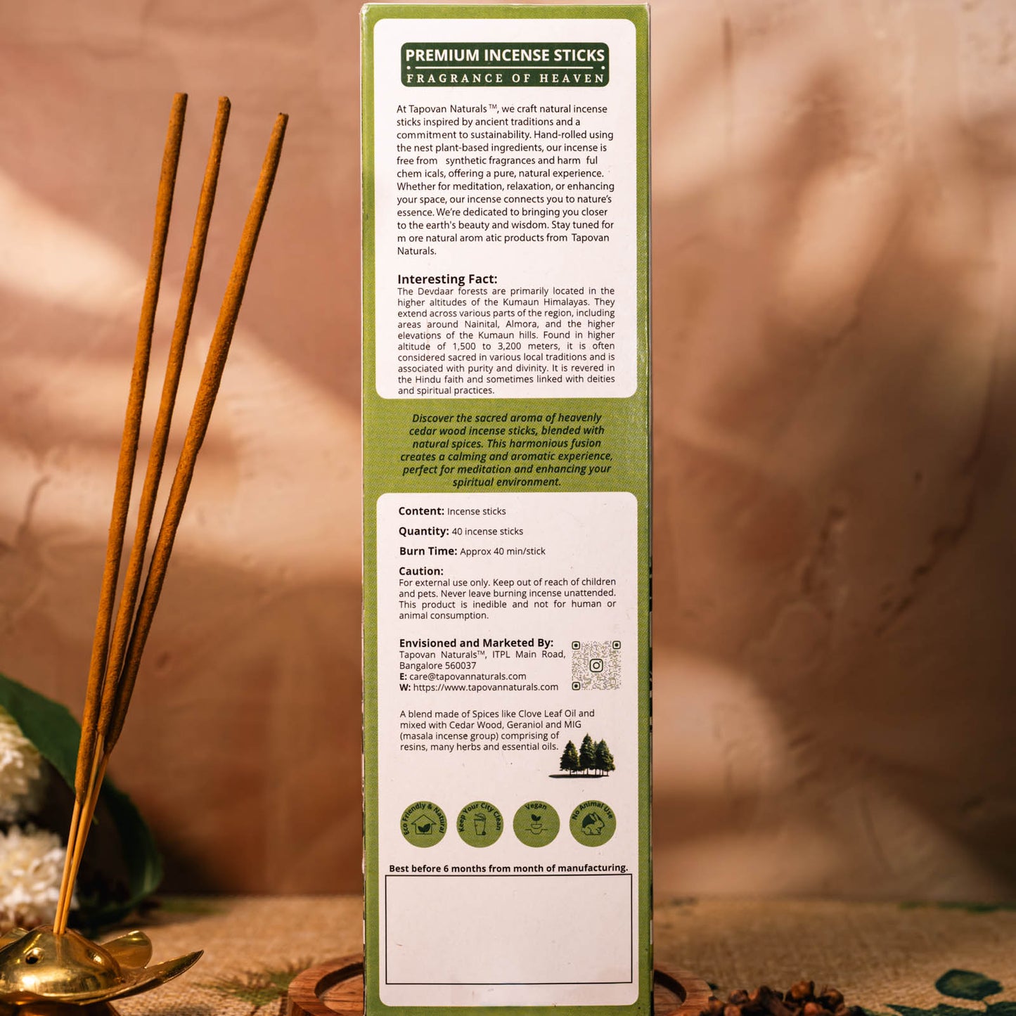 Charcoal-Free Cedar Incense Sticks
