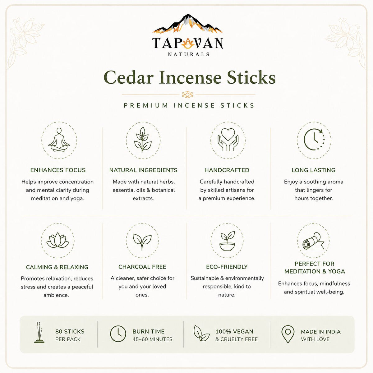 Havenly Cedar Incense Sticks Pack of 4