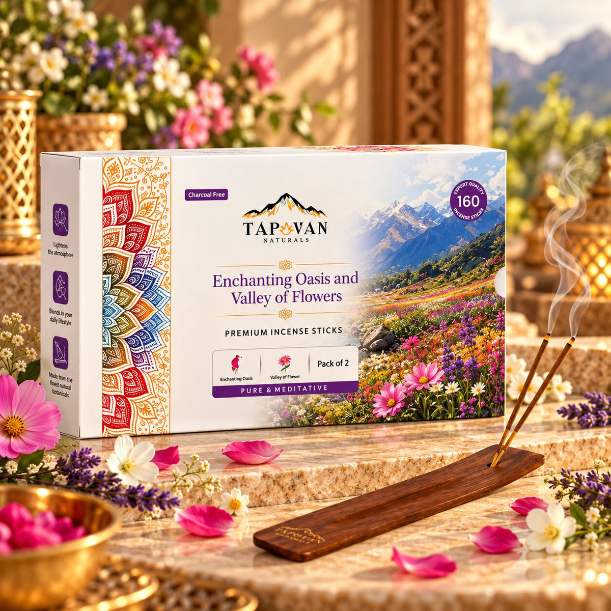 Enchanting Oasis & Valley of Flowers Incense Sticks Pack of 4