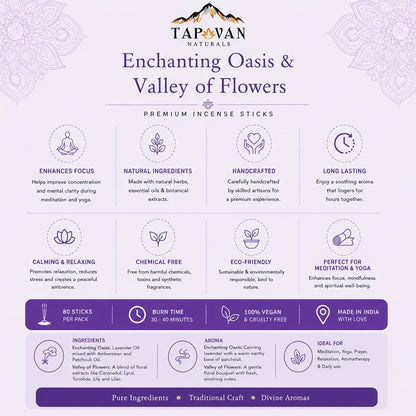 Enchanting Oasis & Valley of Flowers Incense Sticks Pack of 4