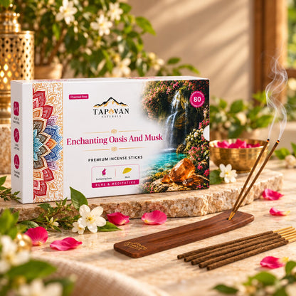 Oasis Flora and Sanctuary Musk Incense Sticks Pack with Stick Stand