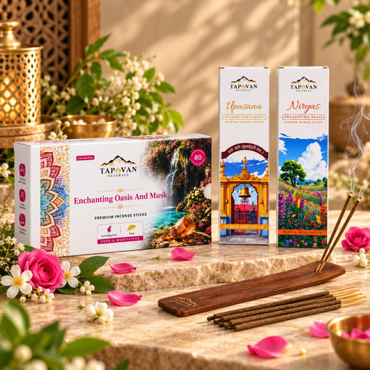 Oasis Flora and Sanctuary Musk Incense Sticks Pack with Stick Stand