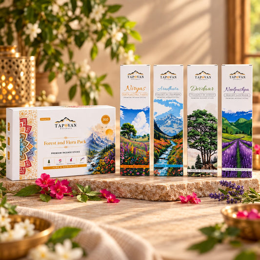 Lavender, Valley of Flowers, Oasis and Cedar Incense Sticks Pack with Stick Stand