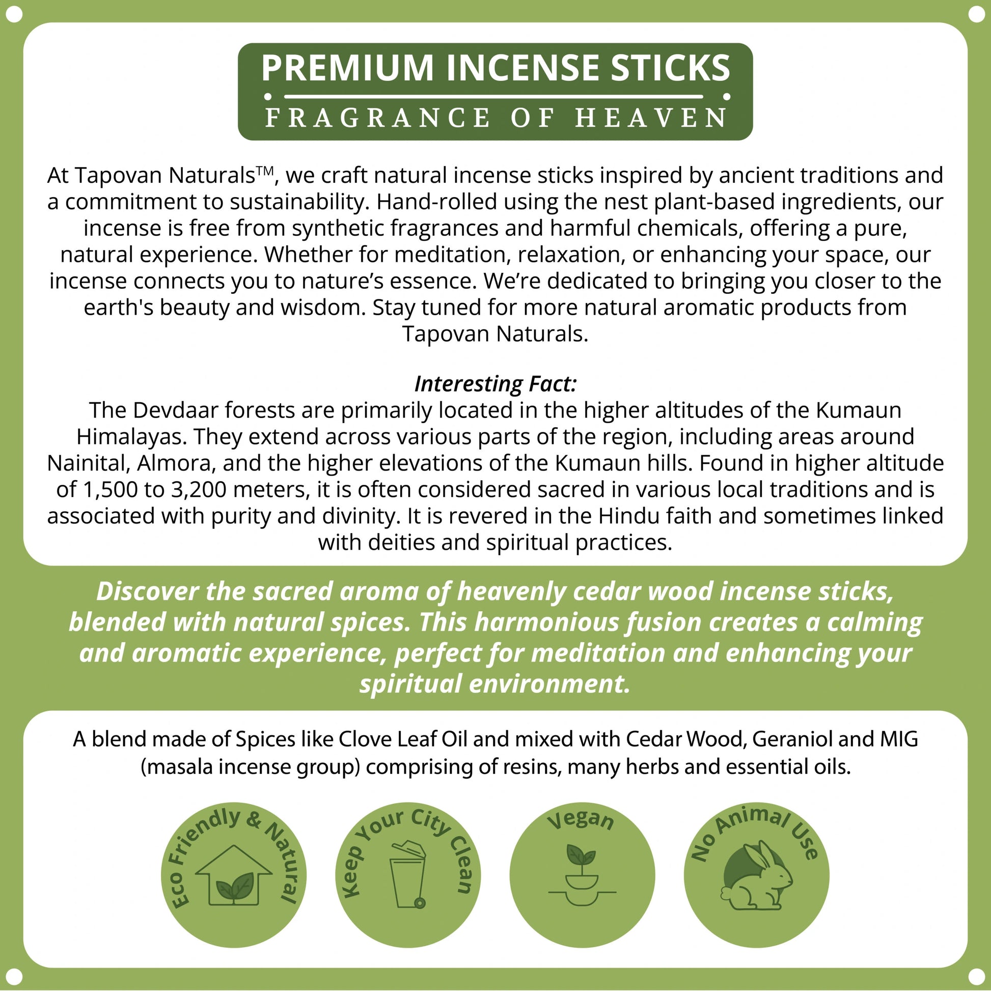 Luxury Cedar Incense Sticks