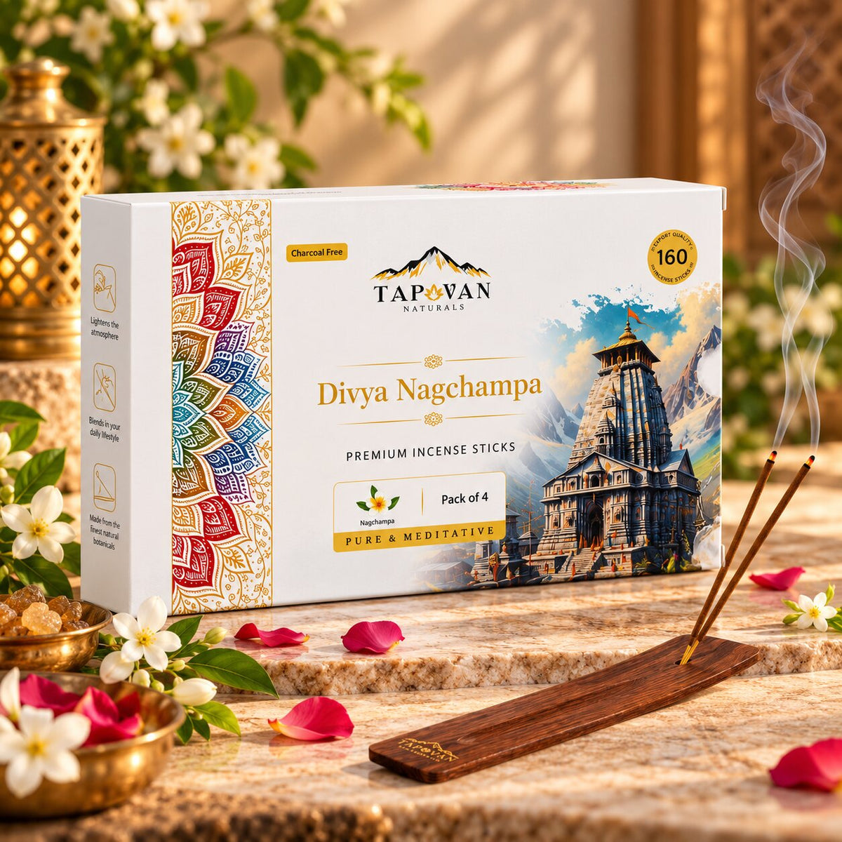 Nagchampa Incense Sticks Pack of 4 with Stick Stand