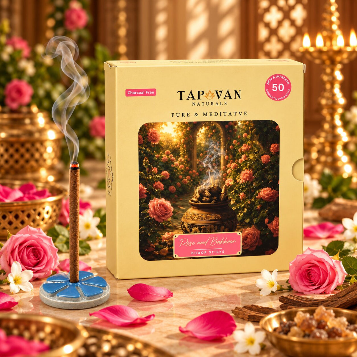 Rose & Bakhoor Bambooless Dhoop Sticks Pack