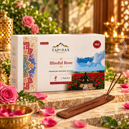 Rose Incense Sticks Pack of 4 with Stick Stand
