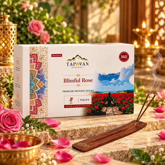 Rose Incense Sticks Pack of 4 with Stick Stand