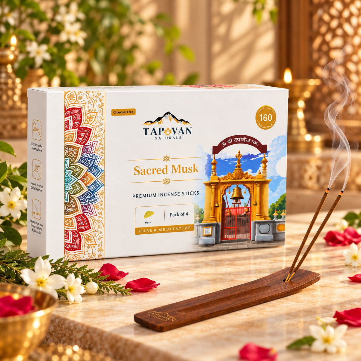 Sanctuary Musk Incense Sticks Pack of 4 with Stick Stand