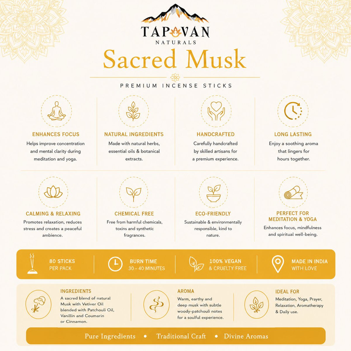 Sanctuary Musk Incense Sticks Pack of 4 with Stick Stand