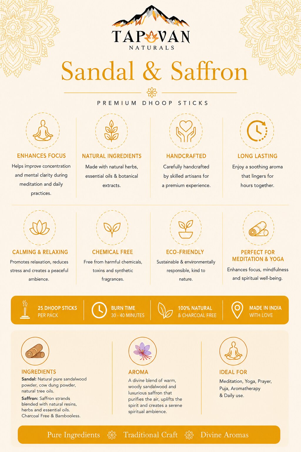 Sandalwood & Saffron Dhoop Sticks Pack
