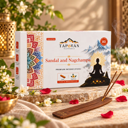 Sandalwood and Nagchampa Incense Sticks Pack with Stick Stand
