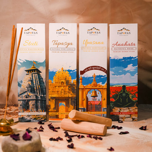 Sandalwood, Rose, Nagchampa and Sanctuary Musk Incense Sticks Pack