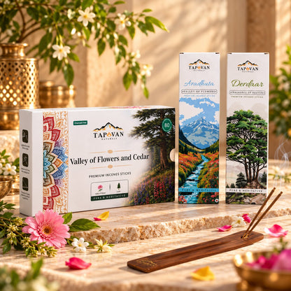Valley of Flowers and Cedar Incense Sticks Pack with Stick Stand
