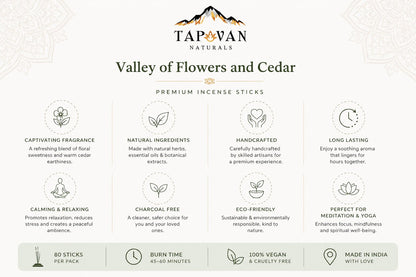 Valley of Flowers and Cedar Incense Sticks Pack with Stick Stand